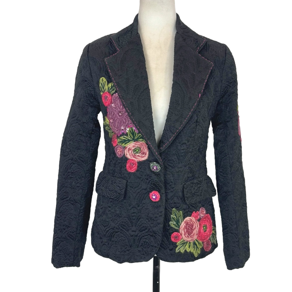 Rene Derhy black embroidered blazer
